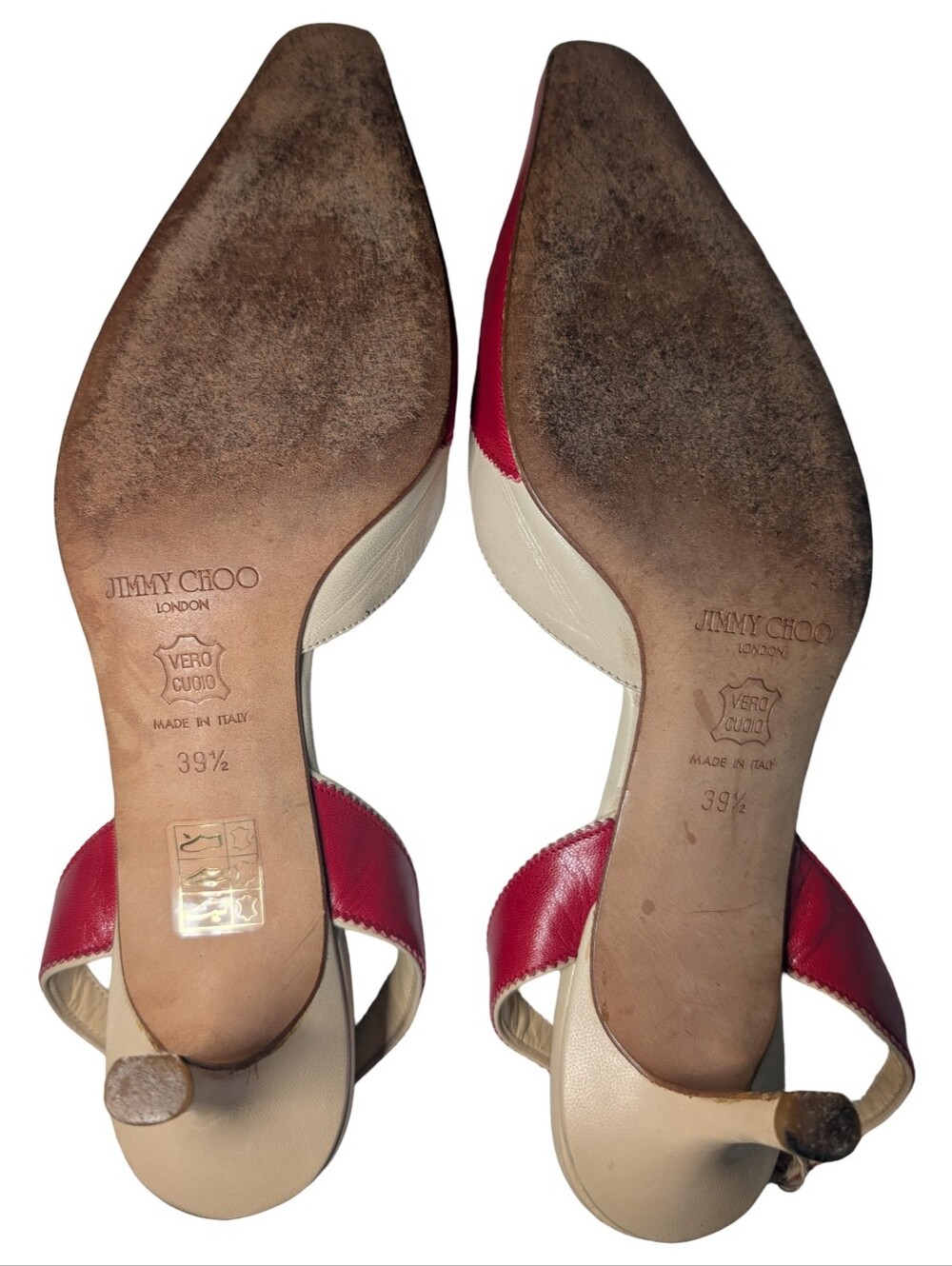 Vintage Jimmy Choo London two-tone leather slingback kitten heels Size 39.5 - Picture 12 of 12